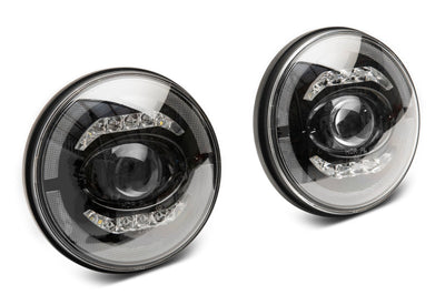 Raxiom 07-18 Jeep Wrangler JK Axial Series LED Headlights- Black Housing (Clear Lens) - Lights