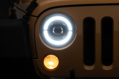 Raxiom 07-18 Jeep Wrangler JK Axial Series LED Headlights- Black Housing (Clear Lens) - Lights