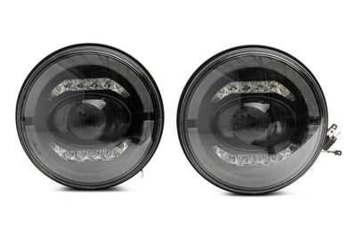 Raxiom 07-18 Jeep Wrangler JK Axial Series LED Headlights- Black Housing (Clear Lens) - Lights
