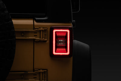Raxiom 07-18 Jeep Wrangler JK JL Style LED Tail Lights- Black Housing - Red Lens - Lights