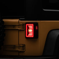 Raxiom 07-18 Jeep Wrangler JK JL Style LED Tail Lights- Black Housing - Red Lens - Lights