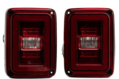 Raxiom 07-18 Jeep Wrangler JK JL Style LED Tail Lights- Black Housing - Red Lens - Lights