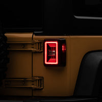 Raxiom 07-18 Jeep Wrangler JK JL Style LED Tail Lights- Black Housing - Red Lens - Lights
