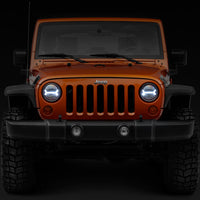 Raxiom 07-18 Jeep Wrangler JK LED Halo Headlights- Black Housing (Clear Lens) - Lights