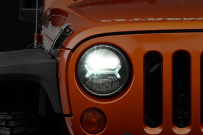 Raxiom 07-18 Jeep Wrangler JK LED Halo Headlights- Black Housing (Clear Lens) - Lights