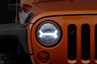 Raxiom 07-18 Jeep Wrangler JK LED Halo Headlights- Black Housing (Clear Lens) - Lights
