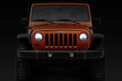 Raxiom 07-18 Jeep Wrangler JK LED Halo Headlights- Black Housing (Clear Lens) - Lights