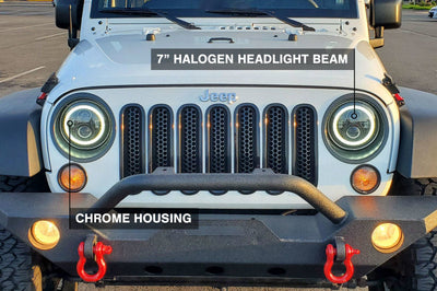 Raxiom 07-18 Jeep Wrangler JK LED Halo Headlights- Chrome Housing (Clear Lens) - Lights