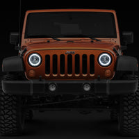Raxiom 07-18 Jeep Wrangler JK LED Halo Headlights- Chrome Housing (Clear Lens) - Lights