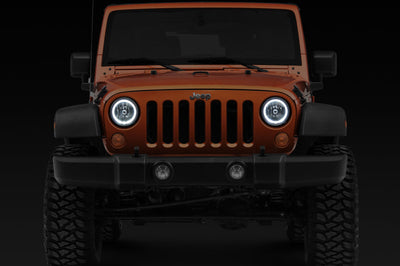 Raxiom 07-18 Jeep Wrangler JK LED Halo Headlights- Chrome Housing (Clear Lens) - Lights