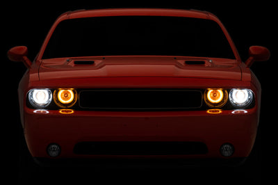 Raxiom 08-14 Dodge Challenger Dual LED Halo Projector Headlights- Black Housing (Clear Lens) - Lights