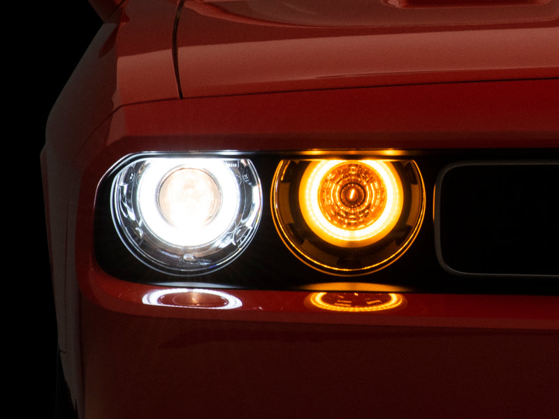 Raxiom 08-14 Dodge Challenger Dual LED Halo Projector Headlights- Black Housing (Clear Lens) - Lights