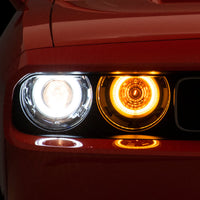 Raxiom 08-14 Dodge Challenger Dual LED Halo Projector Headlights- Black Housing (Clear Lens) - Lights
