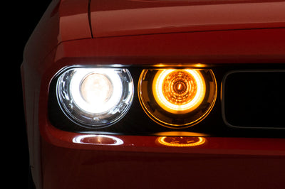 Raxiom 08-14 Dodge Challenger Dual LED Halo Projector Headlights- Black Housing (Clear Lens) - Lights