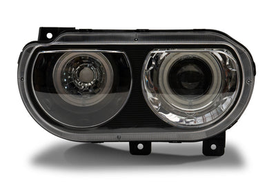 Raxiom 08-14 Dodge Challenger Dual LED Halo Projector Headlights- Black Housing (Clear Lens) - Lights