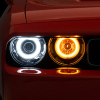 Raxiom 08-14 Dodge Challenger Dual LED Halo Projector Headlights- Black Housing (Clear Lens) - Lights