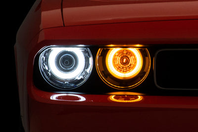 Raxiom 08-14 Dodge Challenger Dual LED Halo Projector Headlights- Black Housing (Clear Lens) - Lights