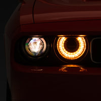Raxiom 08-14 Dodge Challenger Halo Projctr Headlights w/Sequential Turn Signals-Blk Hsng(Clear Lens) - Lights