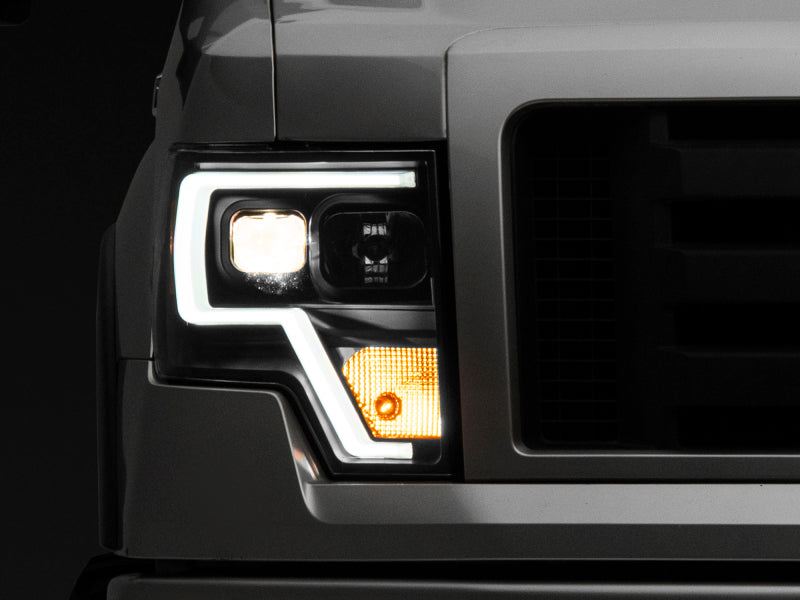 Raxiom 09-14 F-150 Projector Headlights w/ LED Accent- Black Housing (Clear Lens) - Lights