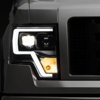 Raxiom 09-14 F-150 Projector Headlights w/ LED Accent- Black Housing (Clear Lens) - Lights
