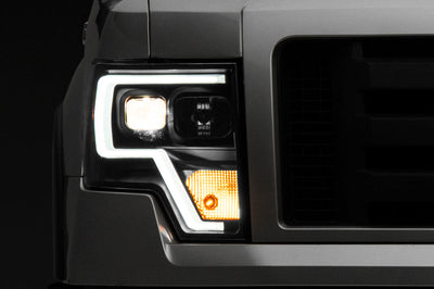 Raxiom 09-14 F-150 Projector Headlights w/ LED Accent- Black Housing (Clear Lens) - Lights