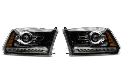 Raxiom 09-18 Dodge RAM 1500 LED Halo Headlights w/Switchback Turn Signals- Blk Housing (Clear Lens) - Lights
