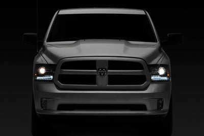 Raxiom 09-18 Dodge RAM 1500 LED Halo Headlights w/Switchback Turn Signals- Blk Housing (Clear Lens) - Lights