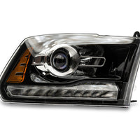 Raxiom 09-18 Dodge RAM 1500 LED Halo Headlights w/Switchback Turn Signals- Blk Housing (Clear Lens) - Lights