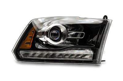 Raxiom 09-18 Dodge RAM 1500 LED Halo Headlights w/Switchback Turn Signals- Blk Housing (Clear Lens) - Lights
