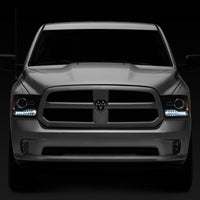 Raxiom 09-18 Dodge RAM 1500 LED Halo Headlights w/Switchback Turn Signals- Blk Housing (Clear Lens) - Lights