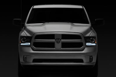 Raxiom 09-18 Dodge RAM 1500 LED Halo Headlights w/Switchback Turn Signals- Blk Housing (Clear Lens) - Lights