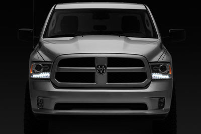 Raxiom 09-18 Dodge RAM 1500 LED Halo Headlights w/ Swtchbck Turn Signals- Chrome Hsng (Clear Lens) - Lights