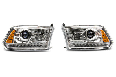 Raxiom 09-18 Dodge RAM 1500 LED Halo Headlights w/ Swtchbck Turn Signals- Chrome Hsng (Clear Lens) - Lights
