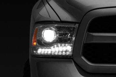 Raxiom 09-18 Dodge RAM 1500 LED Halo Headlights w/ Swtchbck Turn Signals- Chrome Hsng (Clear Lens) - Lights