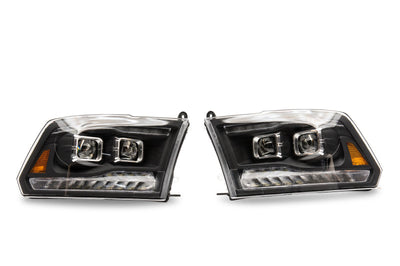Raxiom 09-18 RAM 1500 LED Projector Headlights w/ Switchback Turn Signals- Blk Housing (Clear Lens) - Lights