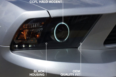 Raxiom 10-12 Ford Mustang w/ Headlights CCFL Halo Projector Headlights- Black Housing (Clear Lens) - Lights