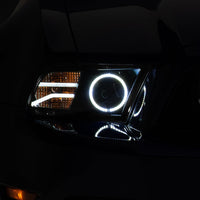 Raxiom 13-14 Ford Mustang LED Halo Projector Headlights- Black Housing (Clear Lens) - Lights