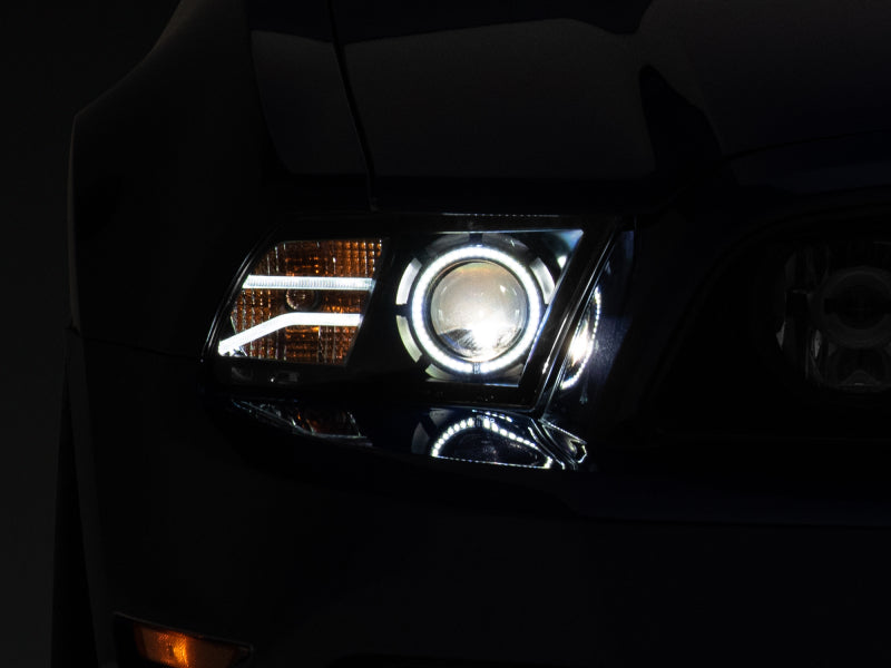 Raxiom 13-14 Ford Mustang LED Halo Projector Headlights- Black Housing (Clear Lens) - Lights