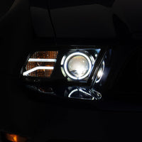 Raxiom 13-14 Ford Mustang LED Halo Projector Headlights- Black Housing (Clear Lens) - Lights