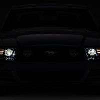 Raxiom 13-14 Ford Mustang LED Halo Projector Headlights- Black Housing (Clear Lens) - Lights