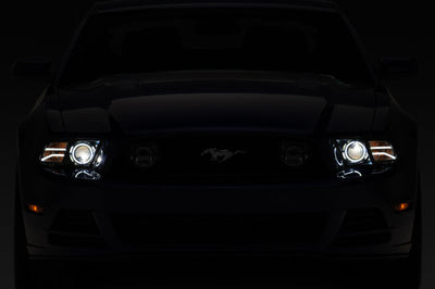 Raxiom 13-14 Ford Mustang LED Halo Projector Headlights- Black Housing (Clear Lens) - Lights