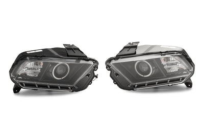 Raxiom 13-14 Ford Mustang LED Halo Projector Headlights- Black Housing (Clear Lens) - Lights