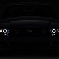 Raxiom 13-14 Ford Mustang LED Halo Projector Headlights- Black Housing (Clear Lens) - Lights