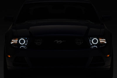 Raxiom 13-14 Ford Mustang LED Halo Projector Headlights- Black Housing (Clear Lens) - Lights