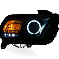 Raxiom 13-14 Ford Mustang w/ Factory HIDLED Halo Projector Headlights- Black Housing (Smoked Lens) - Lights