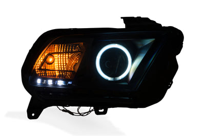 Raxiom 13-14 Ford Mustang w/ Factory HIDLED Halo Projector Headlights- Black Housing (Smoked Lens) - Lights