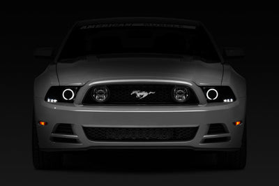 Raxiom 13-14 Ford Mustang w/ Factory HIDLED Halo Projector Headlights- Black Housing (Smoked Lens) - Lights