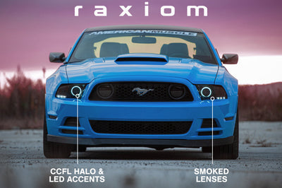 Raxiom 13-14 Ford Mustang w/ Factory HIDLED Halo Projector Headlights- Black Housing (Smoked Lens) - Lights