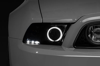 Raxiom 13-14 Ford Mustang w/ Factory HIDLED Halo Projector Headlights- Black Housing (Smoked Lens) - Lights