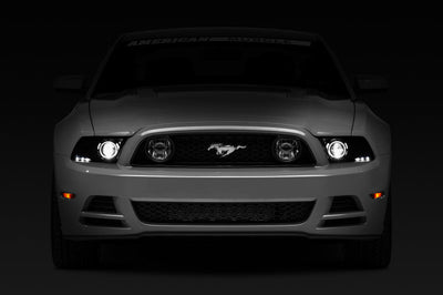 Raxiom 13-14 Ford Mustang w/ Factory HIDLED Halo Projector Headlights- Black Housing (Smoked Lens) - Lights